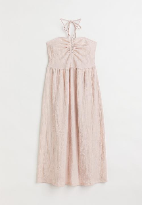 H&M - Crinkled halterneck dress - light beige