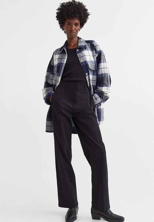 H&M - Oversized twill overshirt - dark blue/checked