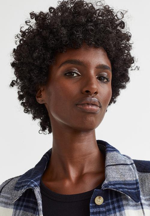 H&M - Oversized twill overshirt - dark blue/checked