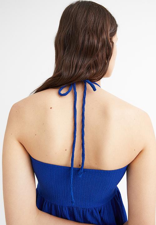 H&M - Crinkled halterneck dress - cornflower blue
