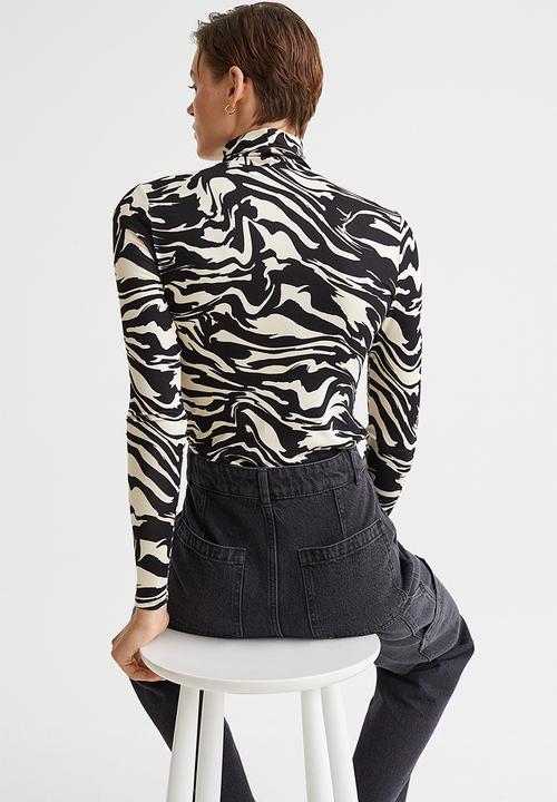 H&M - Polo-neck top - black/zebra-print
