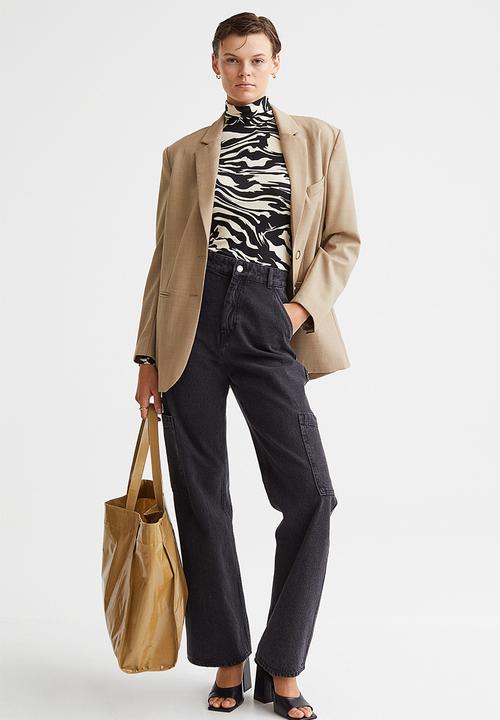 H&M - Polo-neck top - black/zebra-print