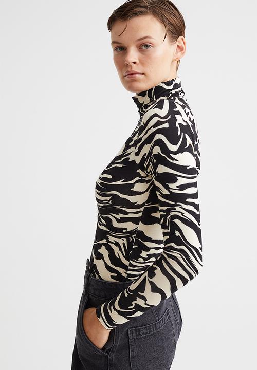 H&M - Polo-neck top - black/zebra-print