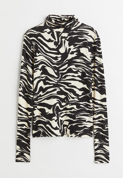 H&M - Polo-neck top - black/zebra-print