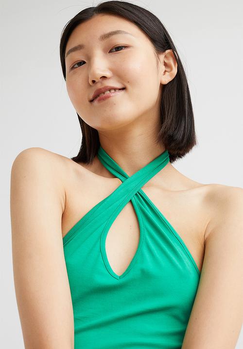 H&M - Halterneck v-neck top - green