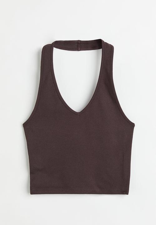 H&M - Halterneck v-neck top - brown