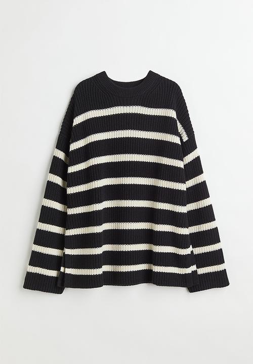 H&M - Oversized double-knit jumper - black & white striped