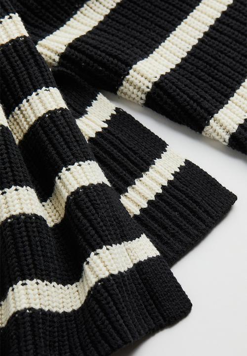 H&M - Oversized double-knit jumper - black & white striped