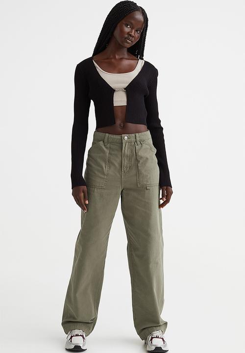 H&M - Cropped rib-knit cardigan - black