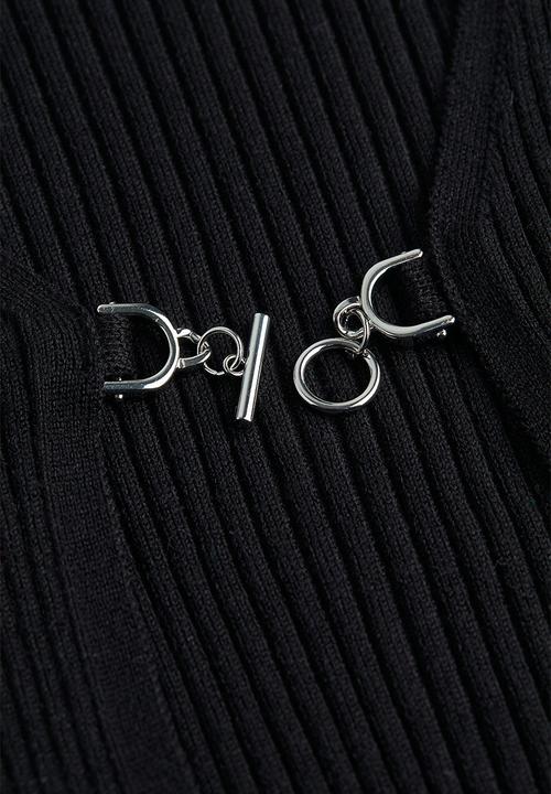 H&M - Cropped rib-knit cardigan - black