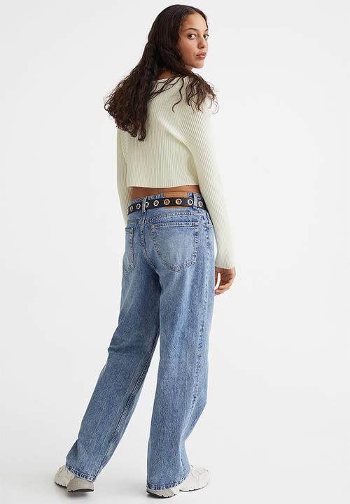 H&M - Cropped rib-knit cardigan - cream