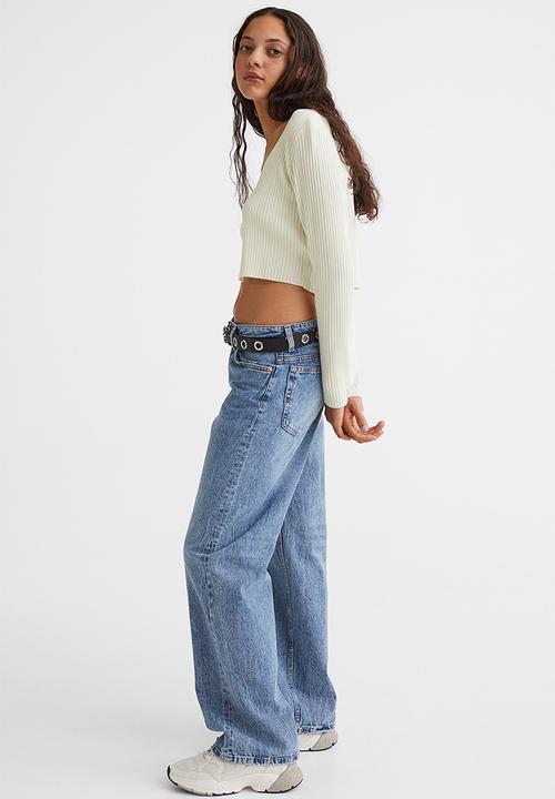 H&M - Cropped rib-knit cardigan - cream