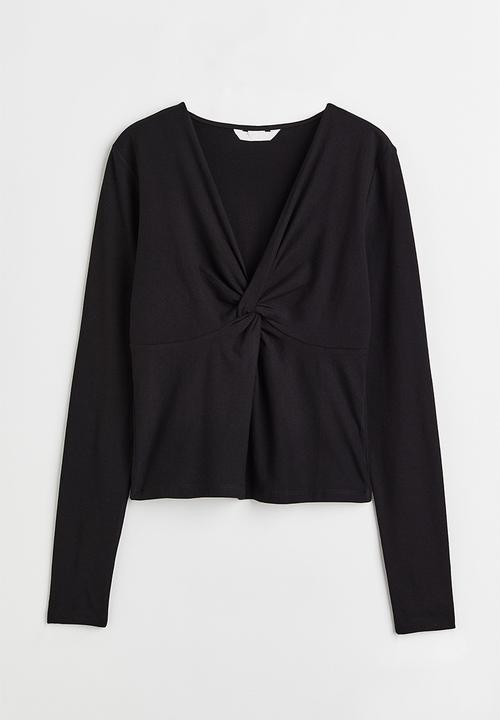 H&M - Knot-detail jersey top - black