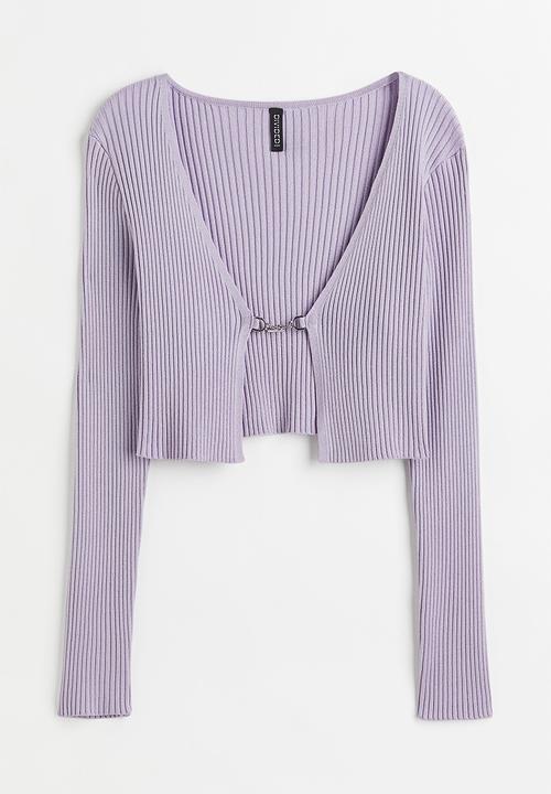 H&M - Cropped rib-knit cardigan - light purple