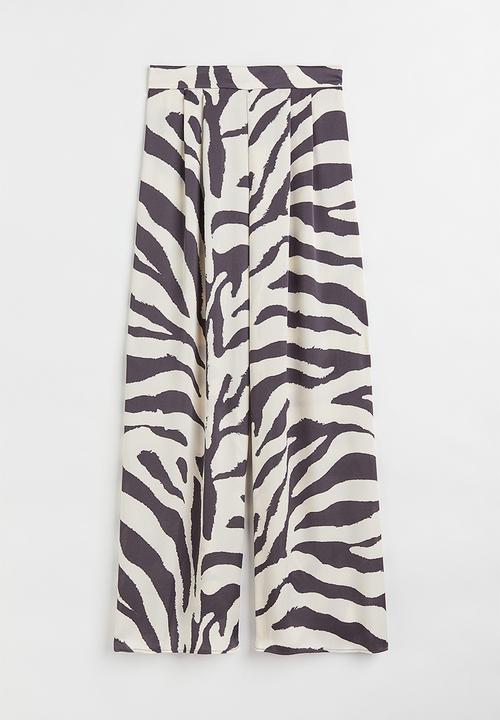 H&M - Wide trousers - cream/zebra print