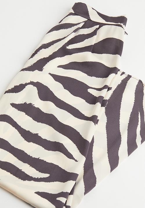 H&M - Wide trousers - cream/zebra print