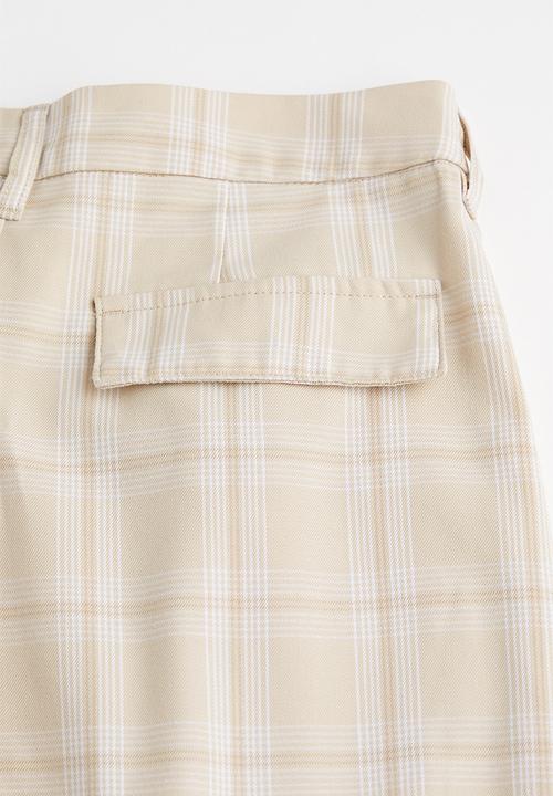 H&M - Tailored trousers - light beige/white checked
