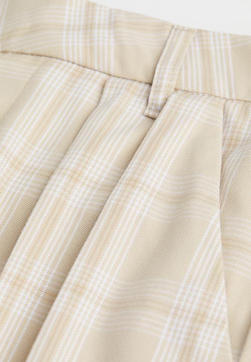H&M - Tailored trousers - light beige/white checked