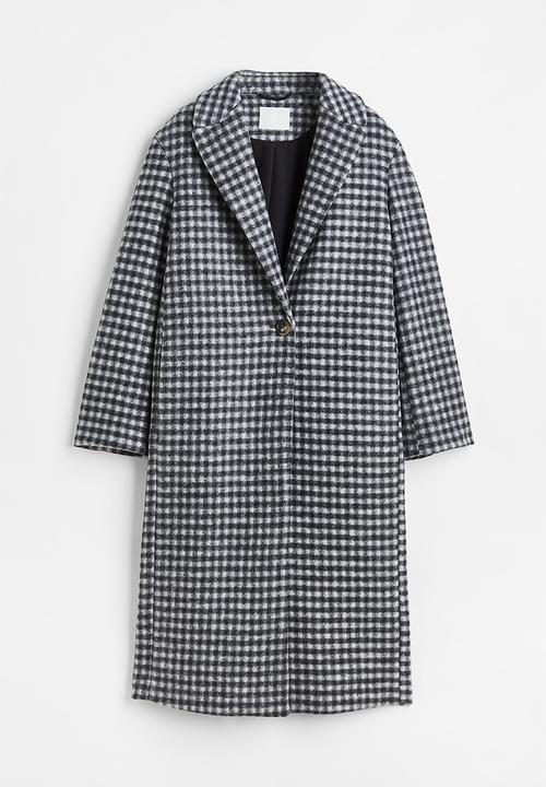 H&M - Oversized twill coat - black/checked