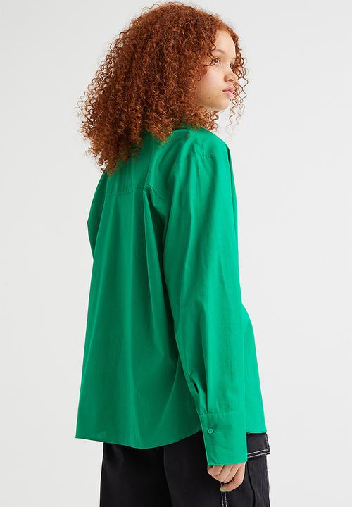 H&M - Oversized poplin shirt - bright green