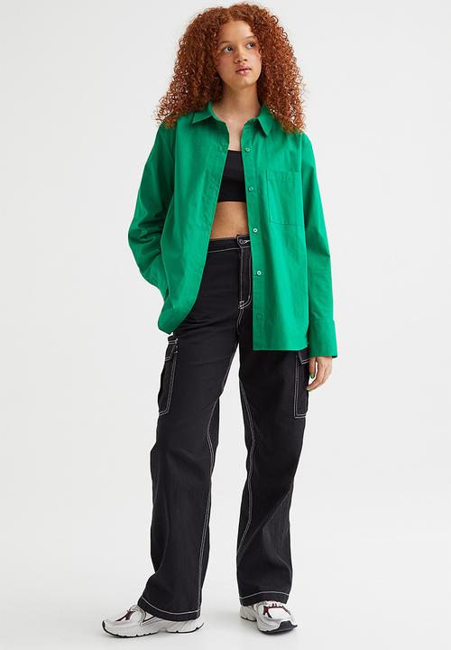 H&M - Oversized poplin shirt - bright green