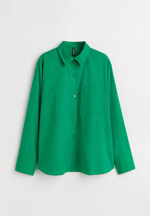 H&M - Oversized poplin shirt - bright green