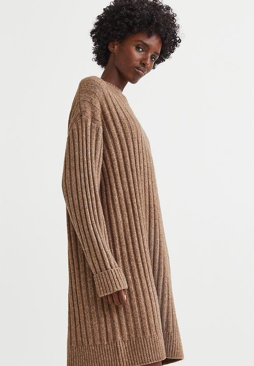 H&M - Rib-knit dress - dark beige marl