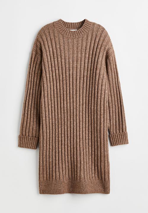 H&M - Rib-knit dress - dark beige marl