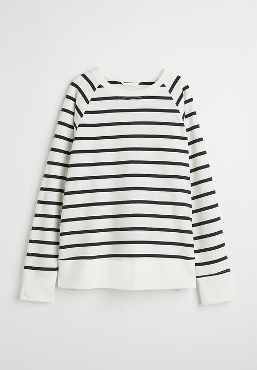 H&M - Mama zip-detail sweatshirt - white/striped