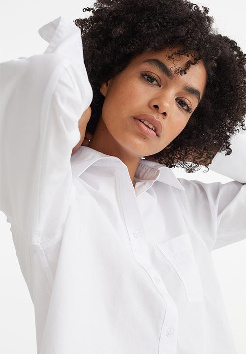 H&M - Cropped poplin shirt - white