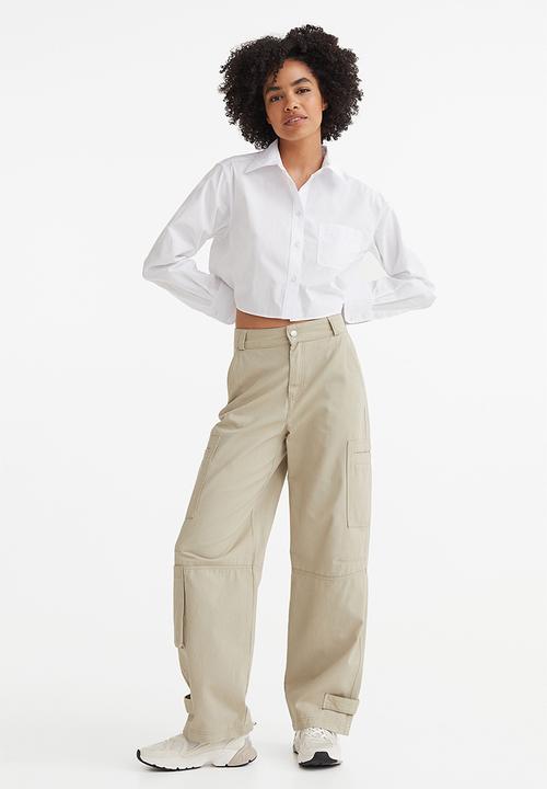H&M - Cropped poplin shirt - white