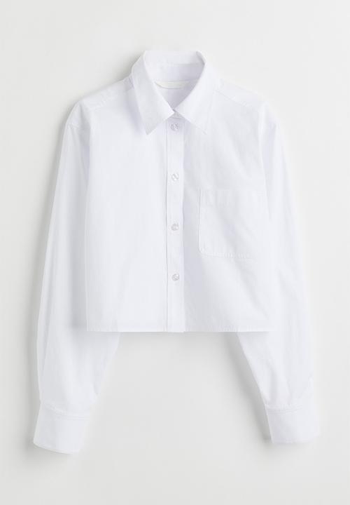 H&M - Cropped poplin shirt - white