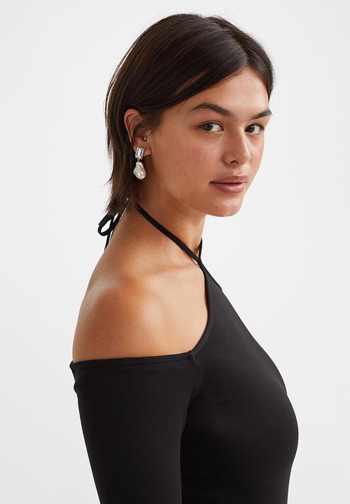 H&M - Off the shoulder jersey top - black