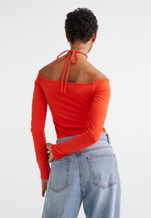 H&M - Off-the-shoulder jersey top - bright red