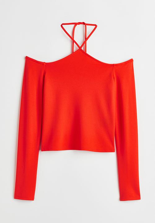 H&M - Off-the-shoulder jersey top - bright red