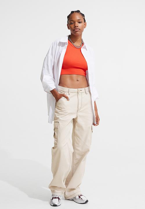 H&M - 90s baggy high waist jeans - light beige