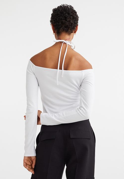 H&M - Off-the-shoulder jersey top - white