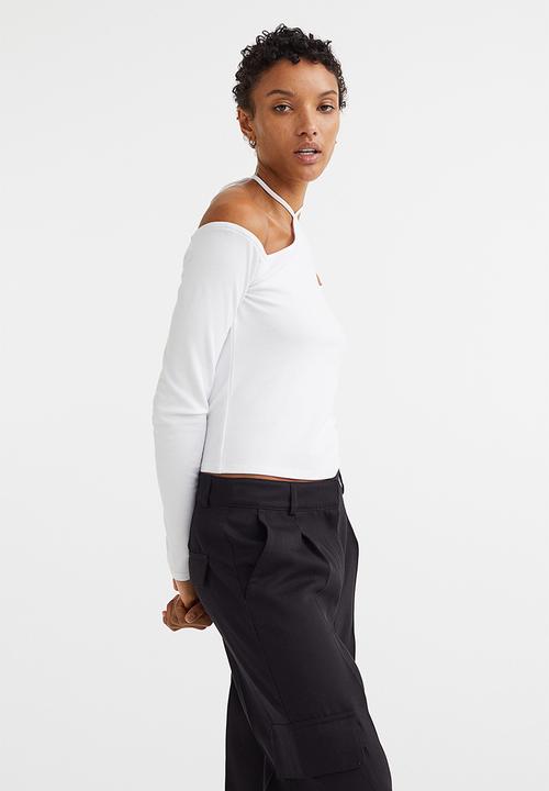 H&M - Off-the-shoulder jersey top - white