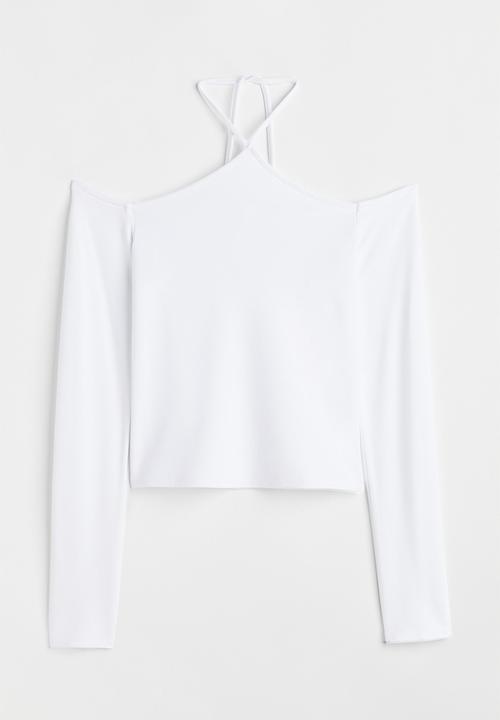 H&M - Off-the-shoulder jersey top - white