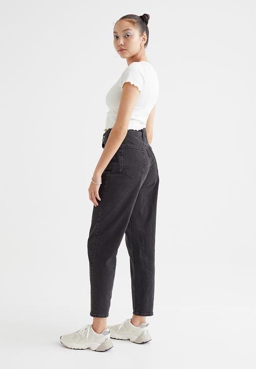 H&M - Mom loose-fit high ankle jeans - dark grey