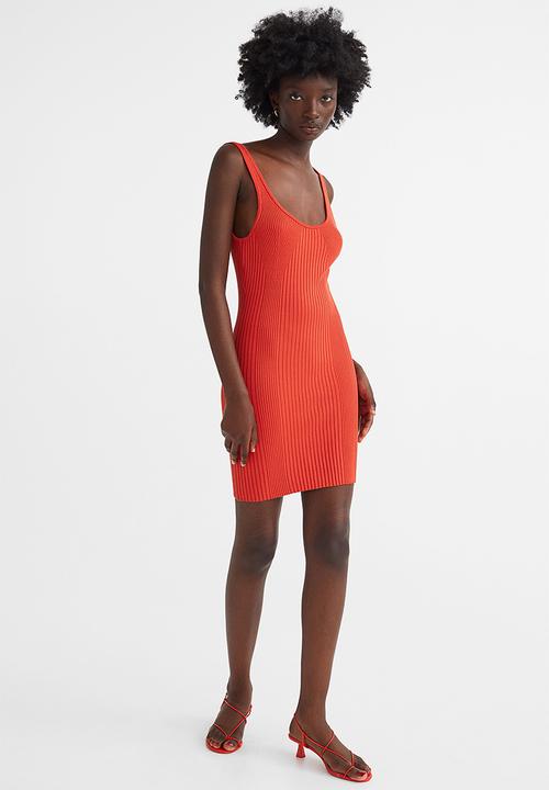 H&M - Rib-knit bodycon dress - bright red