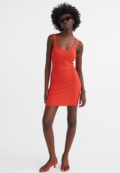 H&M - Rib-knit bodycon dress - bright red