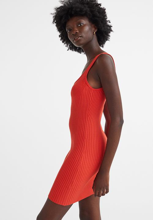 H&M - Rib-knit bodycon dress - bright red