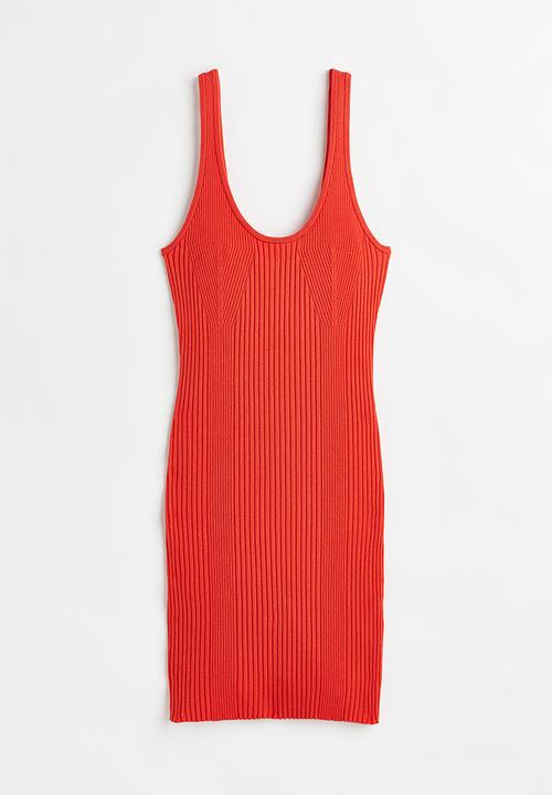 H&M - Rib-knit bodycon dress - bright red
