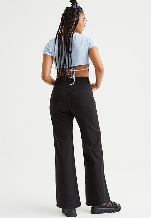 H&M - Wide twill trousers - black