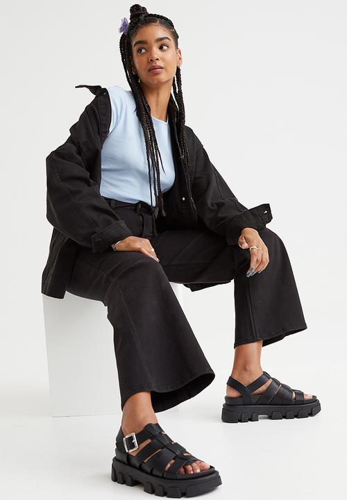 H&M - Wide twill trousers - black