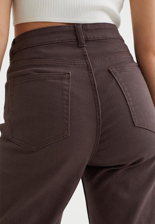 H&M - Wide twill trousers - dark brown