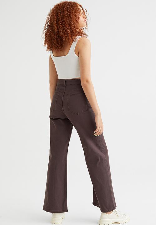 H&M - Wide twill trousers - dark brown