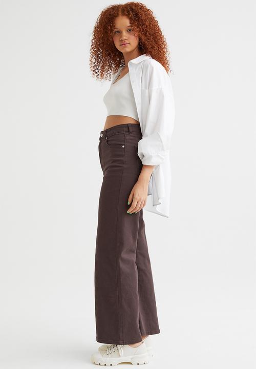H&M - Wide twill trousers - dark brown