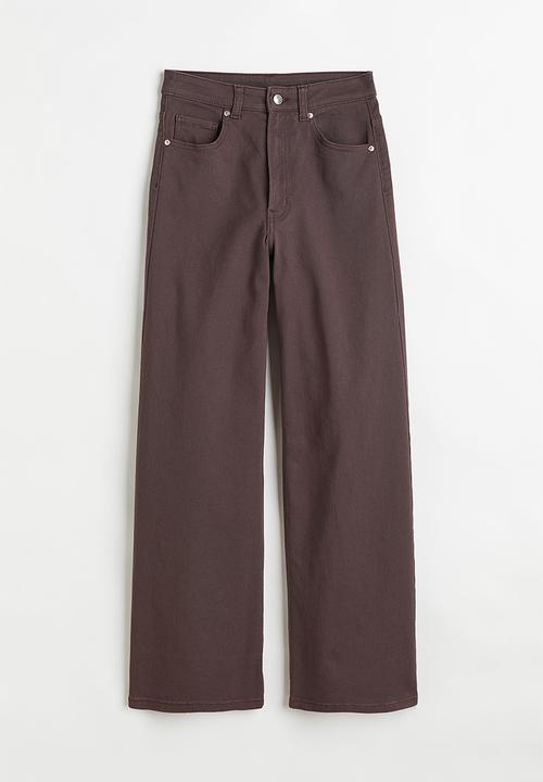 H&M - Wide twill trousers - dark brown